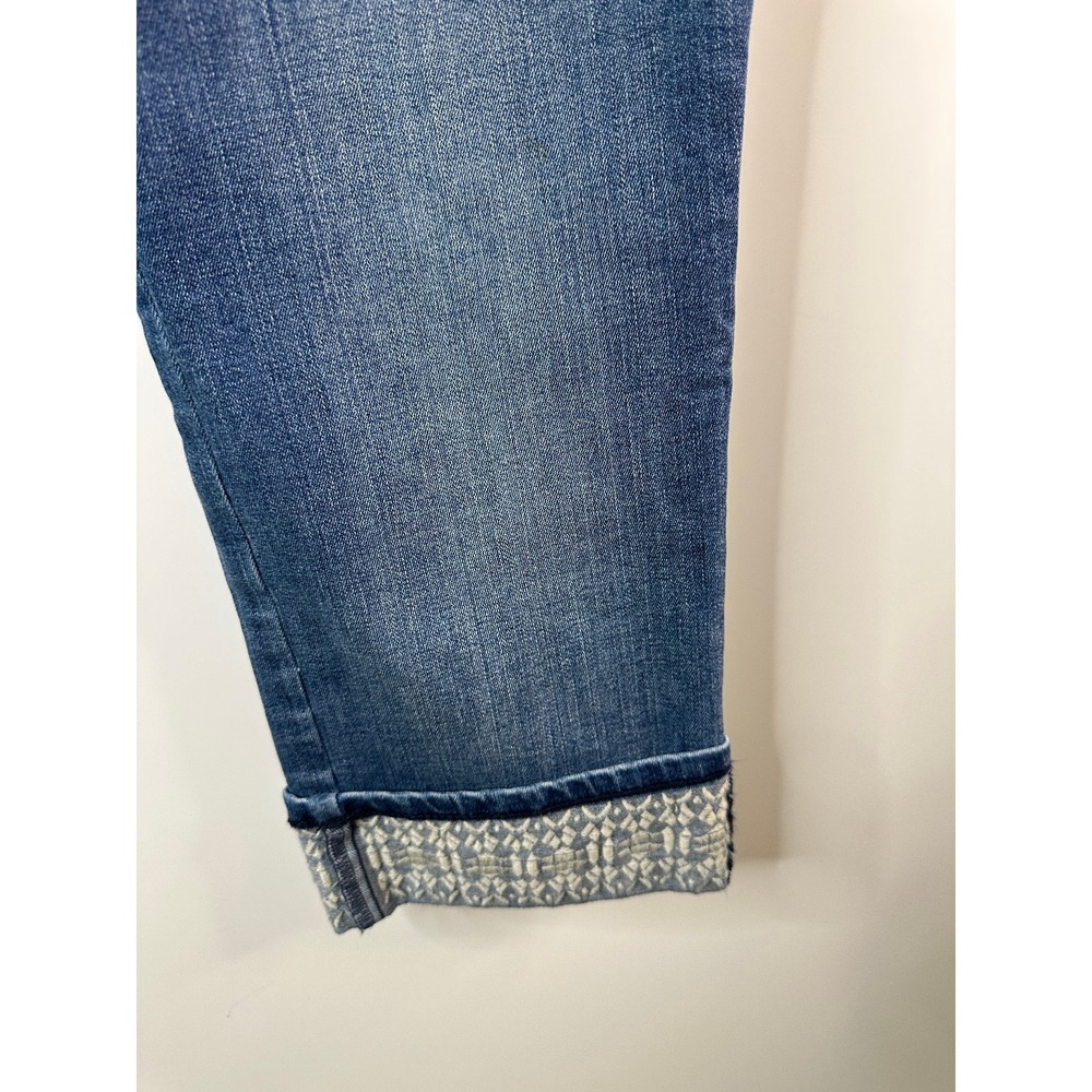 NYDJ Womens Jeans Dayla Wide Cuff Capri Blue Denim Medium Wash Mid Rise 10 - Picture 6 of 13